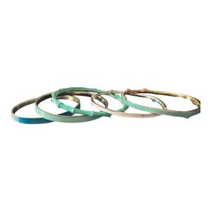 Stella & Dot (2) and 3 unbranded enamel bangles. See pics for sizes. JB5